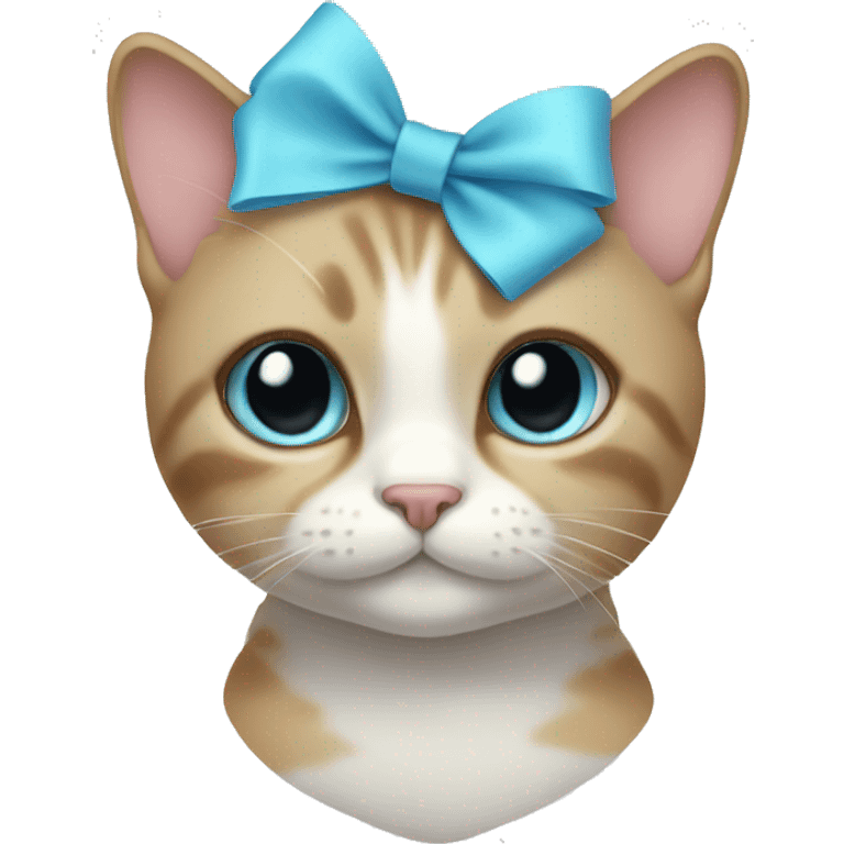 Cat wearing a light blue bow emoji