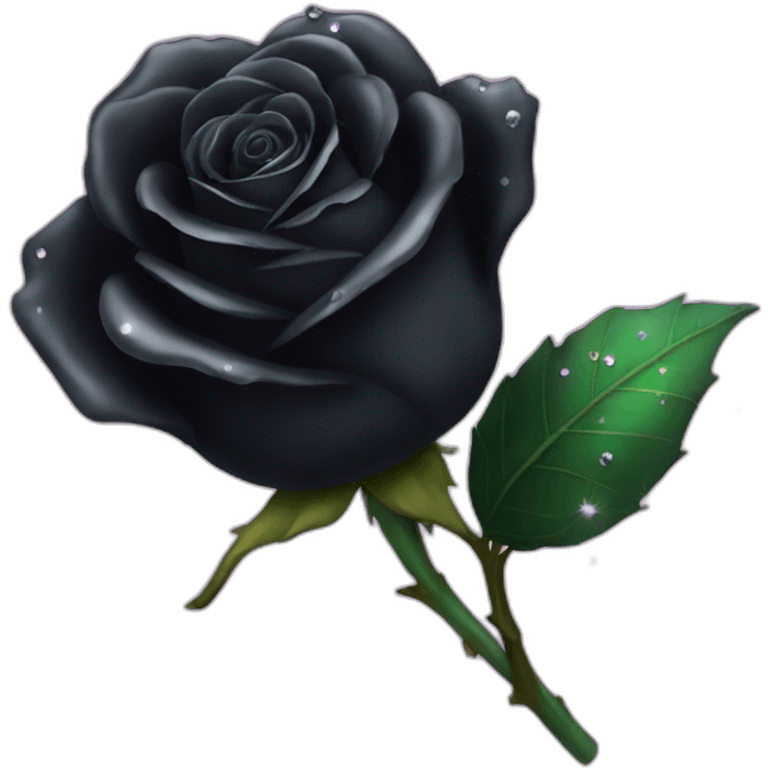 Magic black rose with sparkles emoji