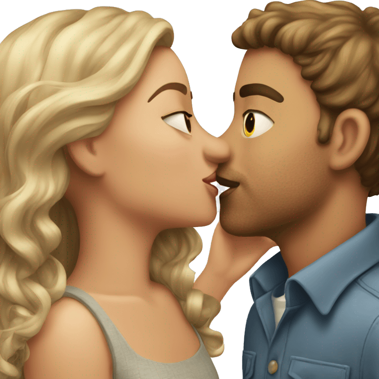 A girl kissing guys cheek emoji