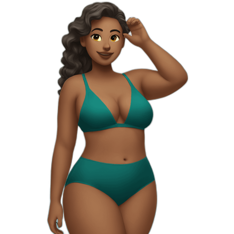 Thicc caucasian woman swimsuit posing emoji