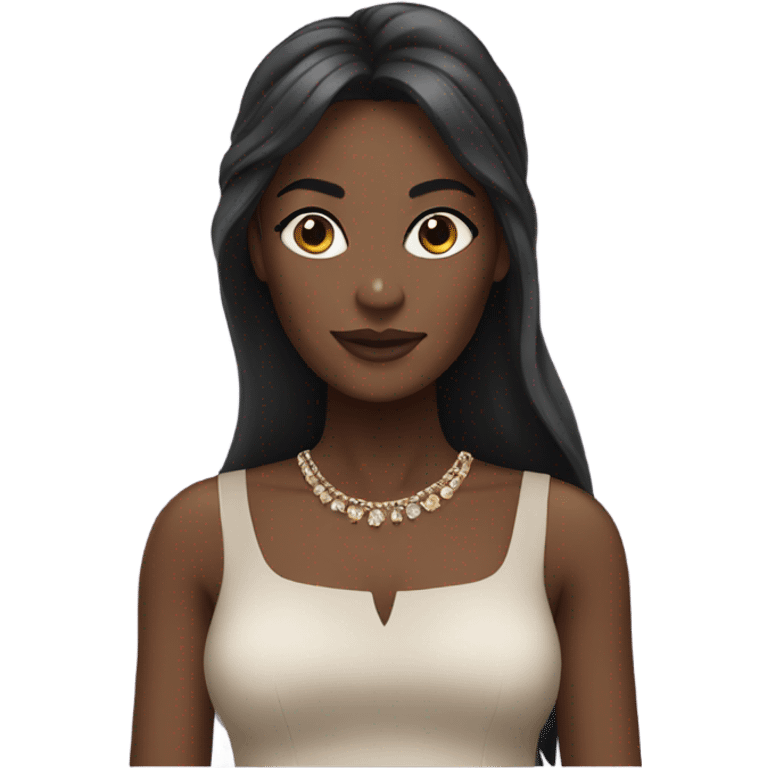 black woman with long hair and a nice top emoji