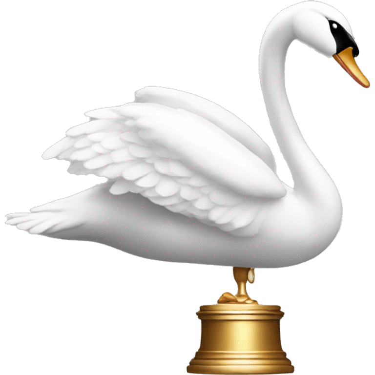 swan holding a trophy above its head emoji