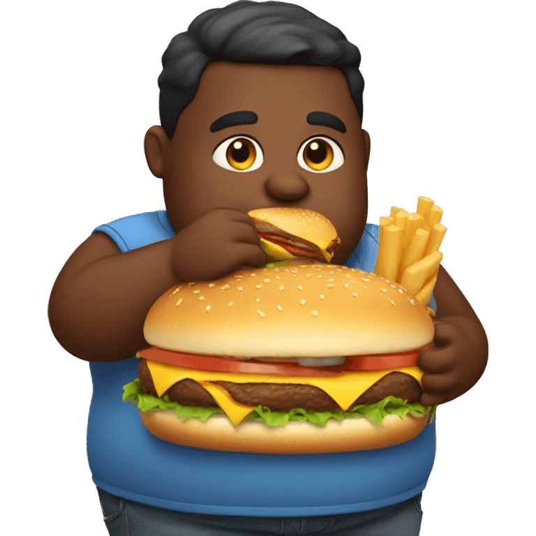 fat boy eating a burger emoji