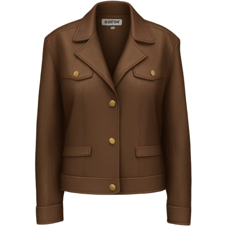 Brown oversize womens open button up leather jacket  emoji