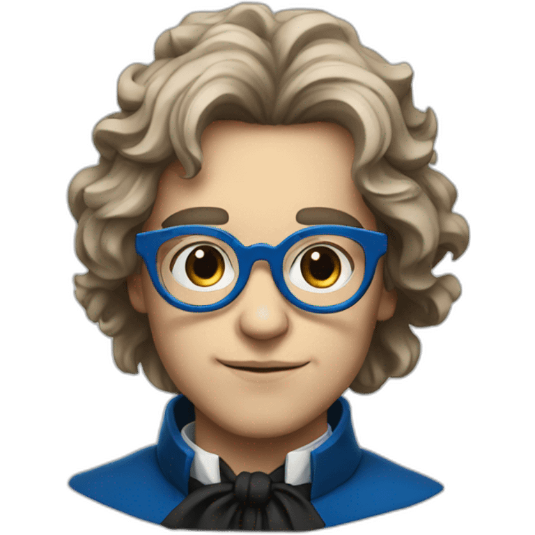 closeup of a young beethoven with blue glasses emoji