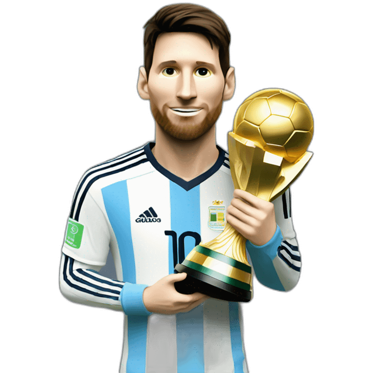 lionel messi holding world cup trophy emoji