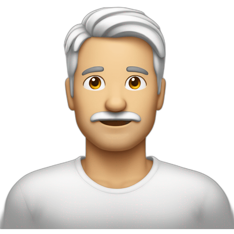 hombre blanco de 53 años con el pelo corto canoso y sin bigote emoji