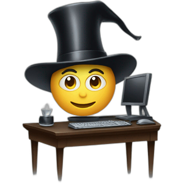 magician behind a computer emoji