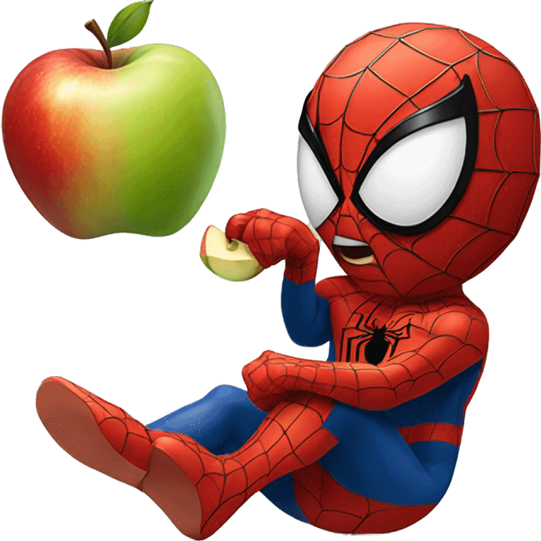 Spiderman eating an apple emoji