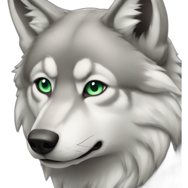 Grey Wolf blue and hgreen eyes emoji