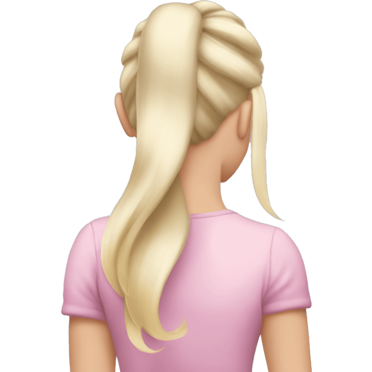 Light pink coquette white blonde beautiful girl with long hair and half of her back her in one pony tail emoji