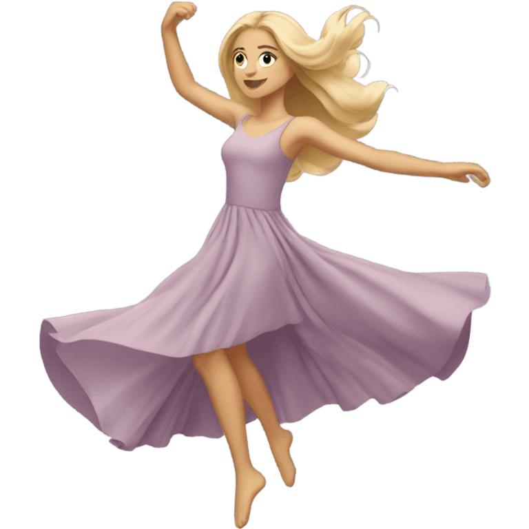 blonde long haired girl dancing in  dress emoji