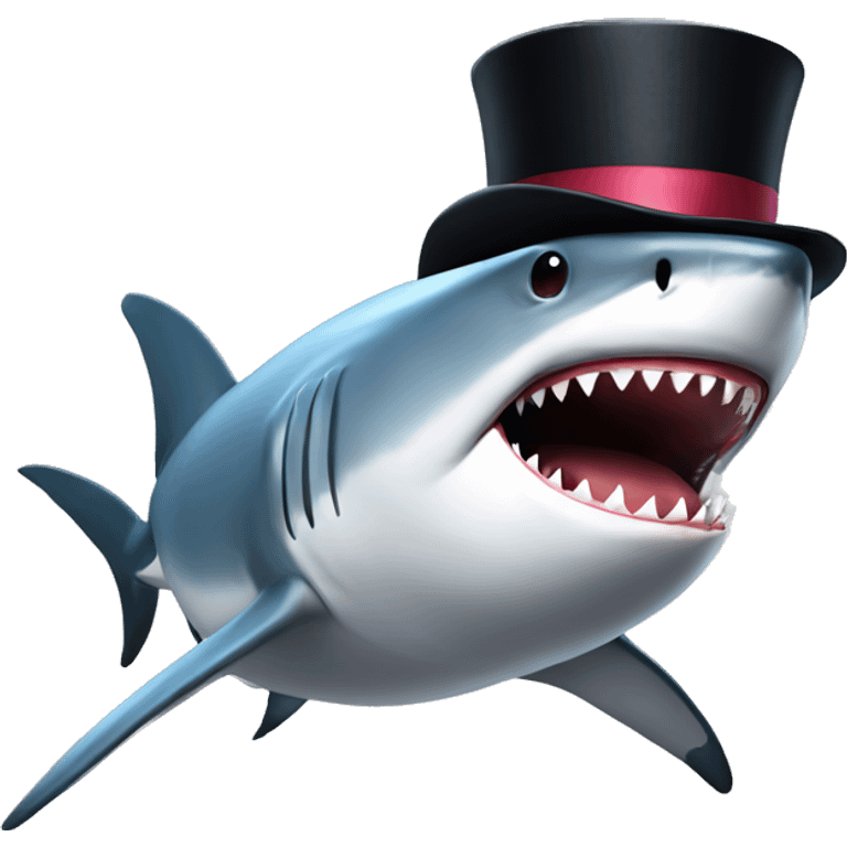 Shark with a top hat emoji