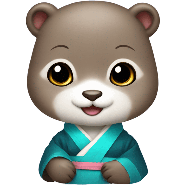 a baby otter face wearing traditional korean hanbok emoji