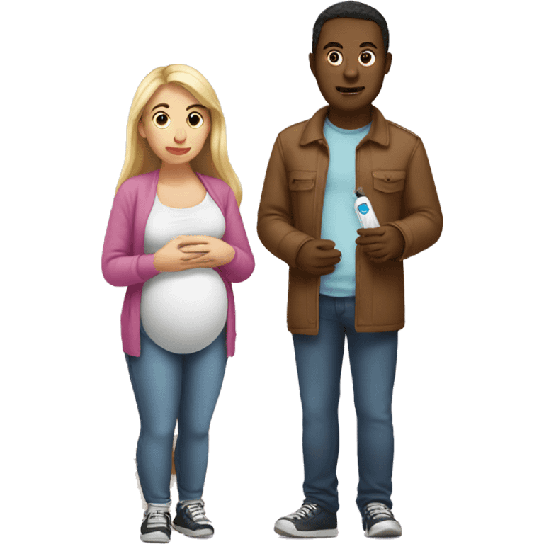 couple looking at pregnancy test emoji