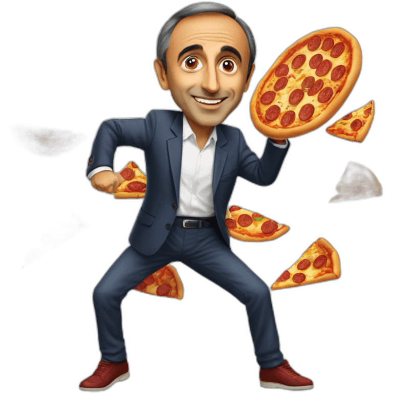 eric zemmour qui dance avec une pizza emoji