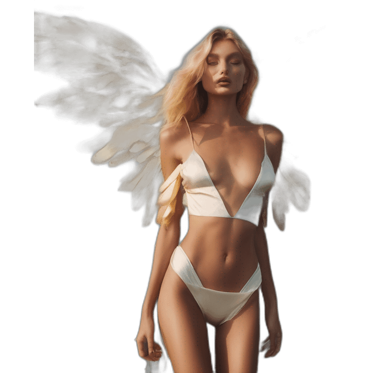 elsa hosk, david bellemere, Bare belly, Wings, Choker, Bathed in shadows, FOV 90 degrees, short lighting, L USM, Cold Colors, gilded technique, extremely hyper aesthetic, absurdres emoji