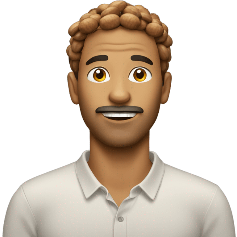 Man with a pack of nuts hanging from chin emoji