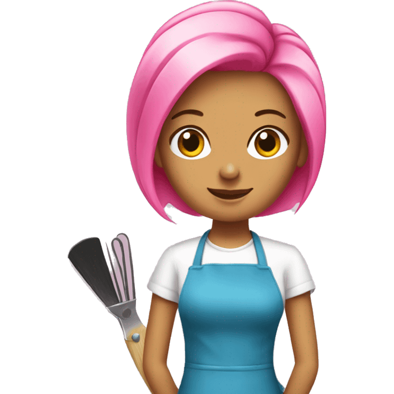 Pink apron hairdresser emoji