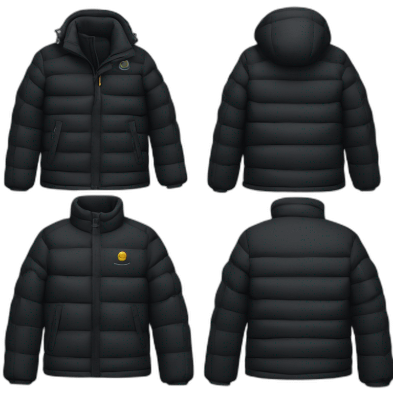 a black down jacket from the corteiz brand with corteiz markings on it emoji