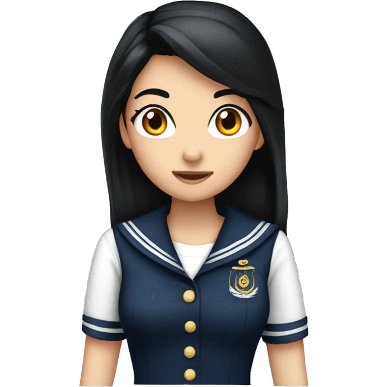 Girl sailor long black hair navy with eyes dark  emoji