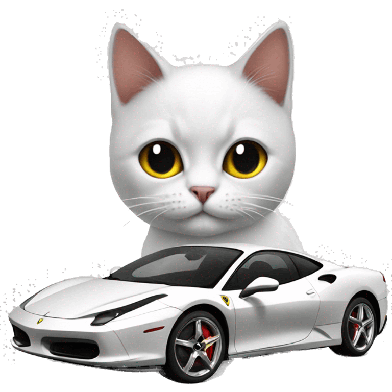 cat black and white with ferrari emoji