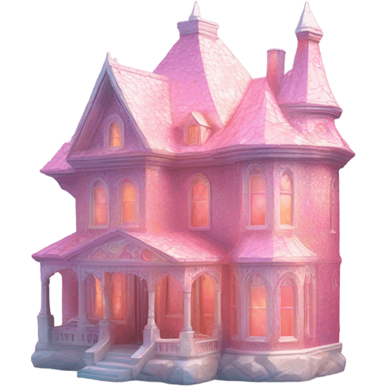 Pink opal house with glitter  emoji