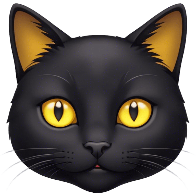 A cute black cat with yellow eyes emoji