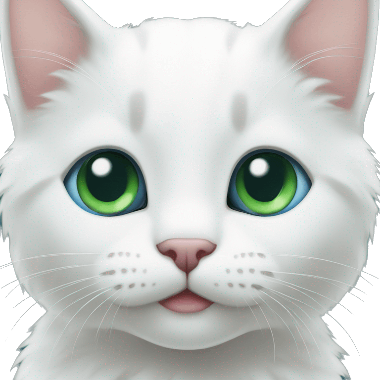 white kitten different eyes blue and dark green emoji