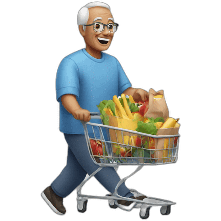 grandfather pushing shopping cart emoji