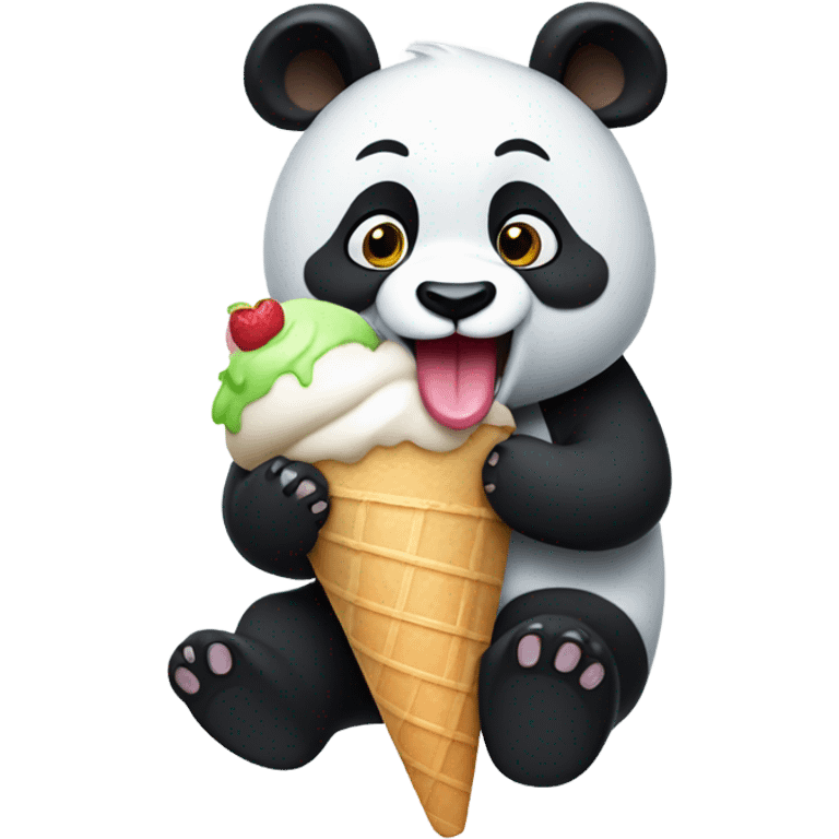 Panda eating ice cream emoji