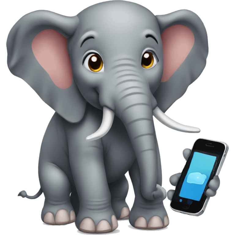 Elephant using phone emoji