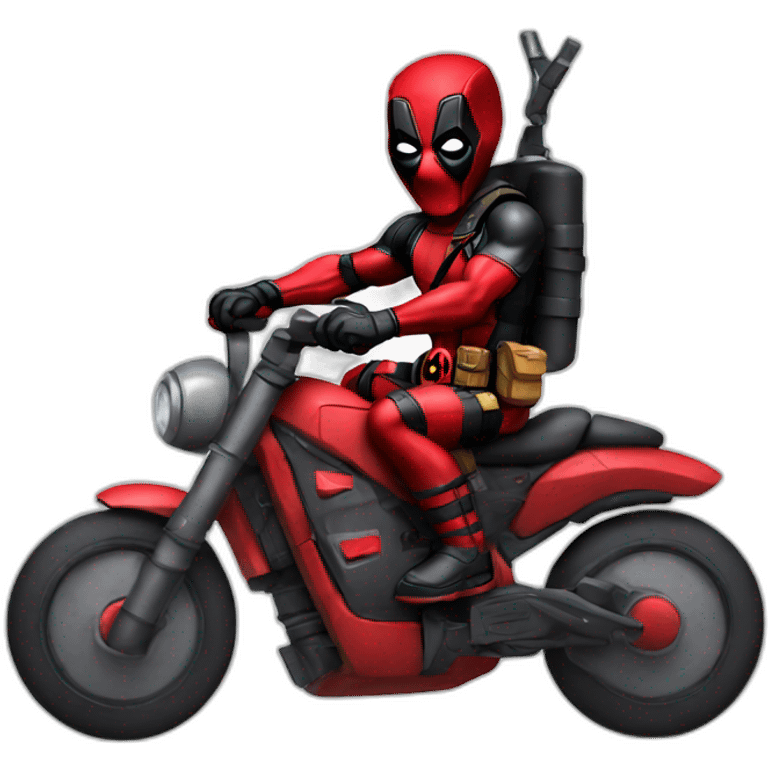 Deadpool riding a rocket emoji