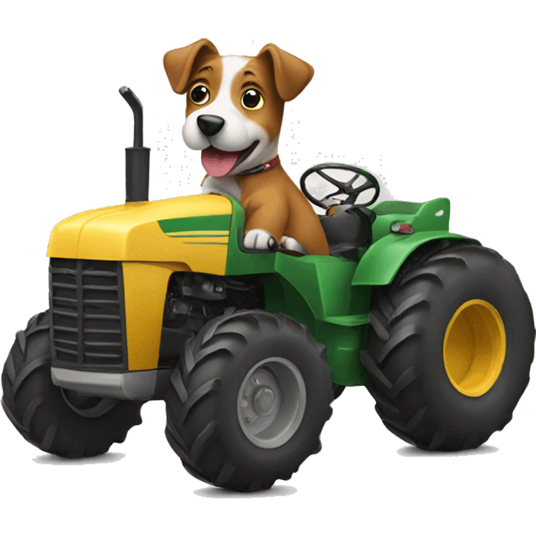 Dog riding a tractor emoji