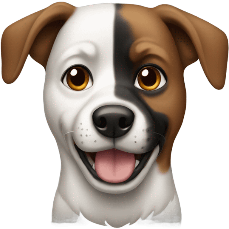 Dog with black ears and brown and white face  emoji