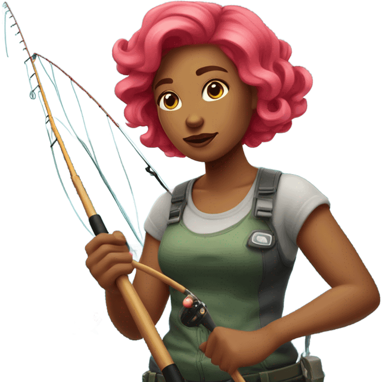 strawberry haired woman fishing emoji