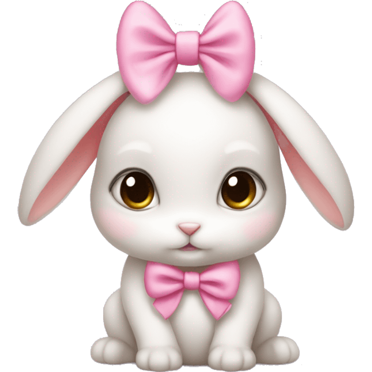 baby bunny wearing pink bow on ear emoji