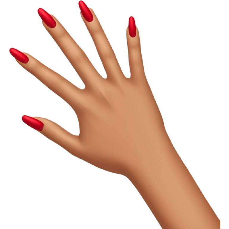 Long red  nails on medium skin ton emoji