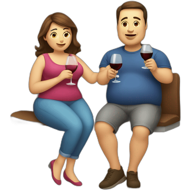 overweight couple drinking wine emoji