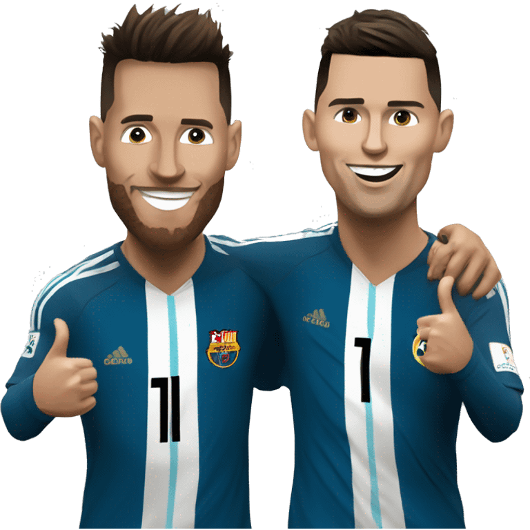 Messi and Ronaldo doing Ronaldo’s celebration emoji