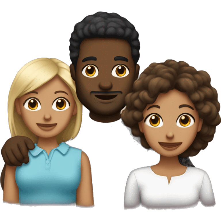 Pareja de pelo negro hombre y mujer con un bebé rubio  emoji