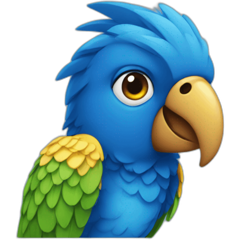 close up view of blue parrot emoji