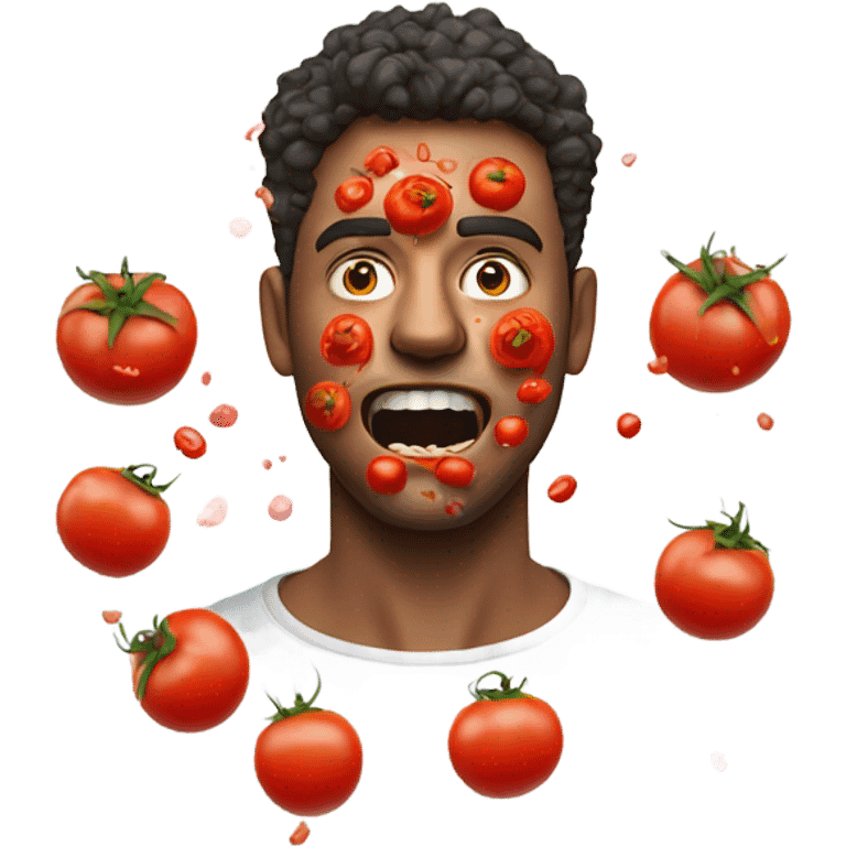 Man getting tomatoes in face emoji