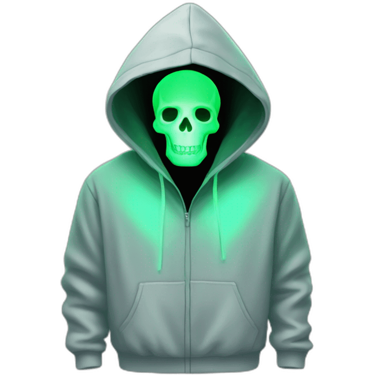 glowing matrix skull in a hoodie emoji