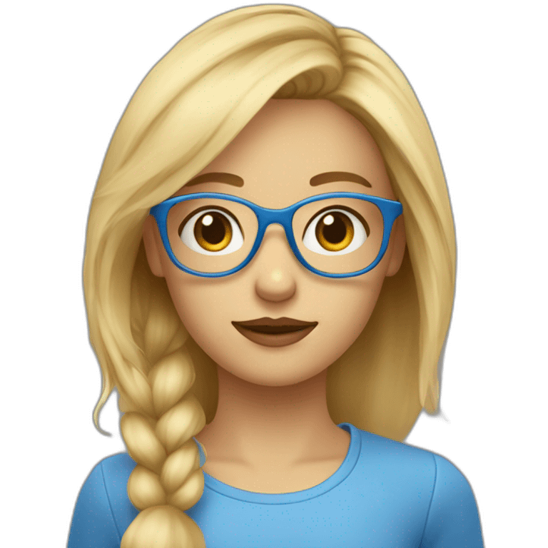 Fille aux cheveux courts blond et aux yeux bleus et avec des lunettes emoji