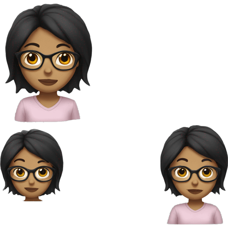 Girl with glasses black hair standing fair skin emoji