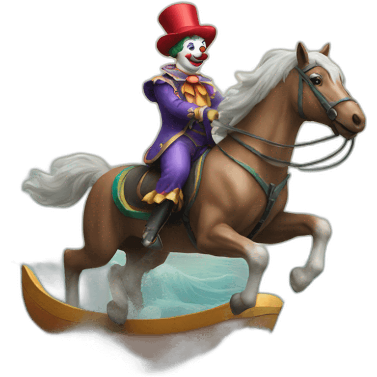 clown ridinh a horse over the sea emoji