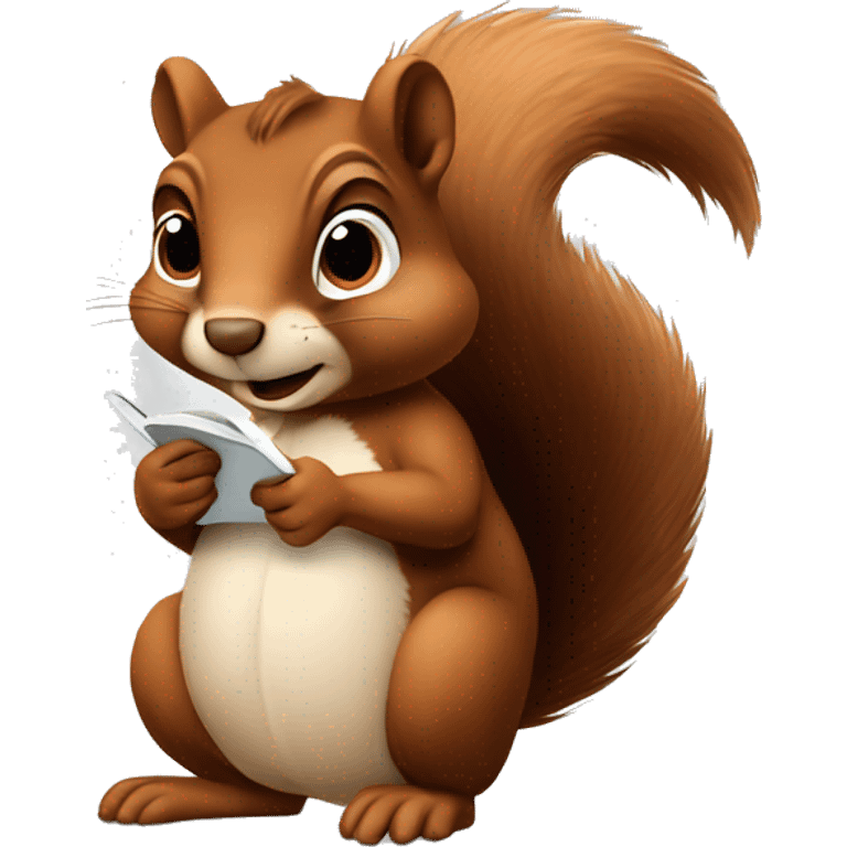 Brown Squirrel that writes on a notebook very conentrated emoji