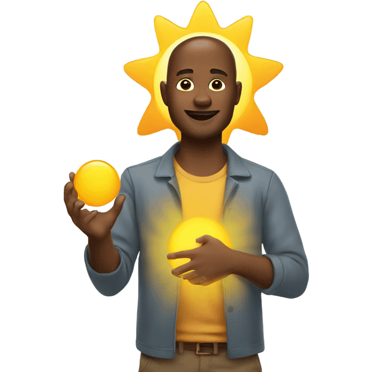 Man holding sun emoji