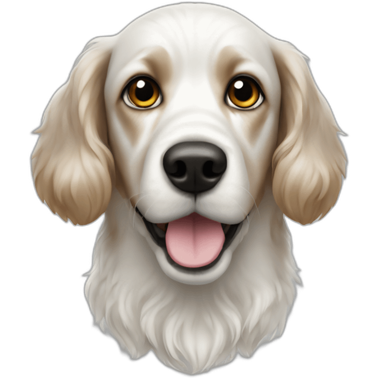 White spaniel dog with black dots emoji